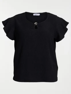T-shirt bouton grande taille femme