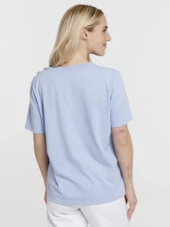 T-shirt boutons épaule gauche femme