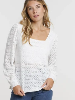 T-shirt col carré manches longues femme