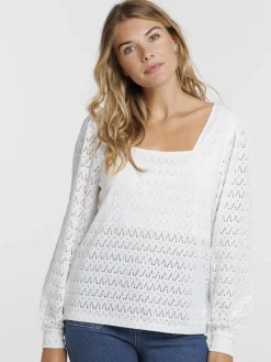 T-shirt col carré manches longues femme