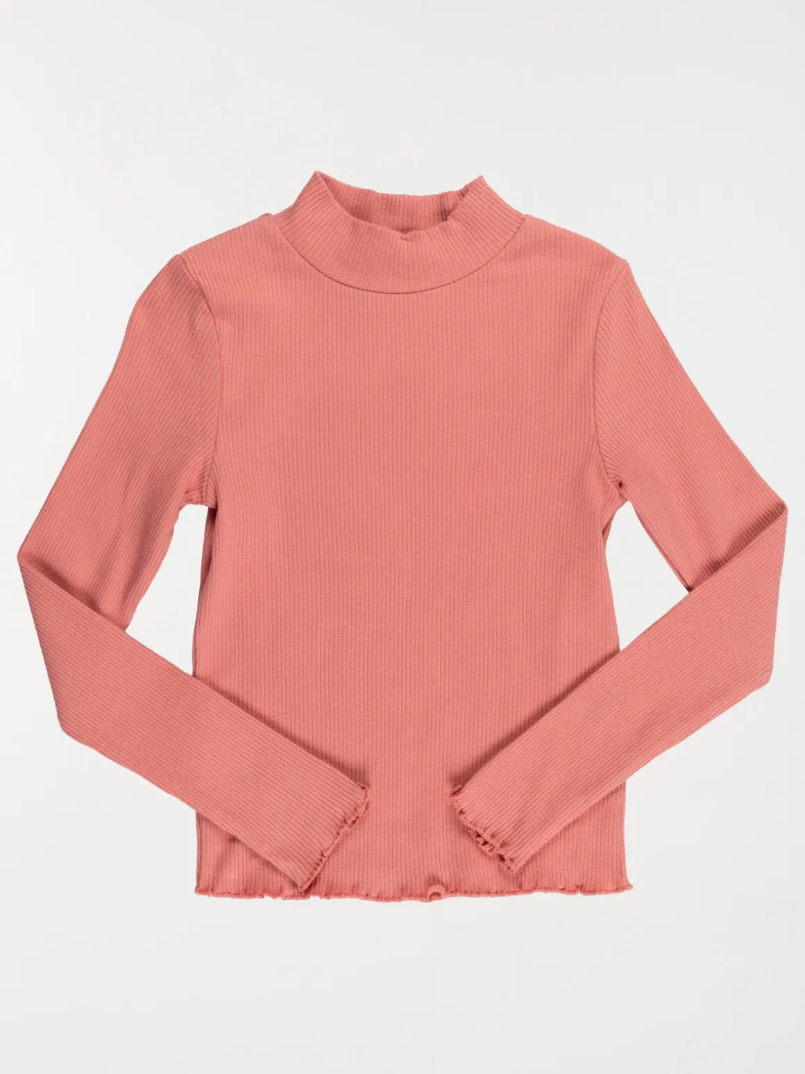 T-shirt col montant côtelé fille (3-12A)
