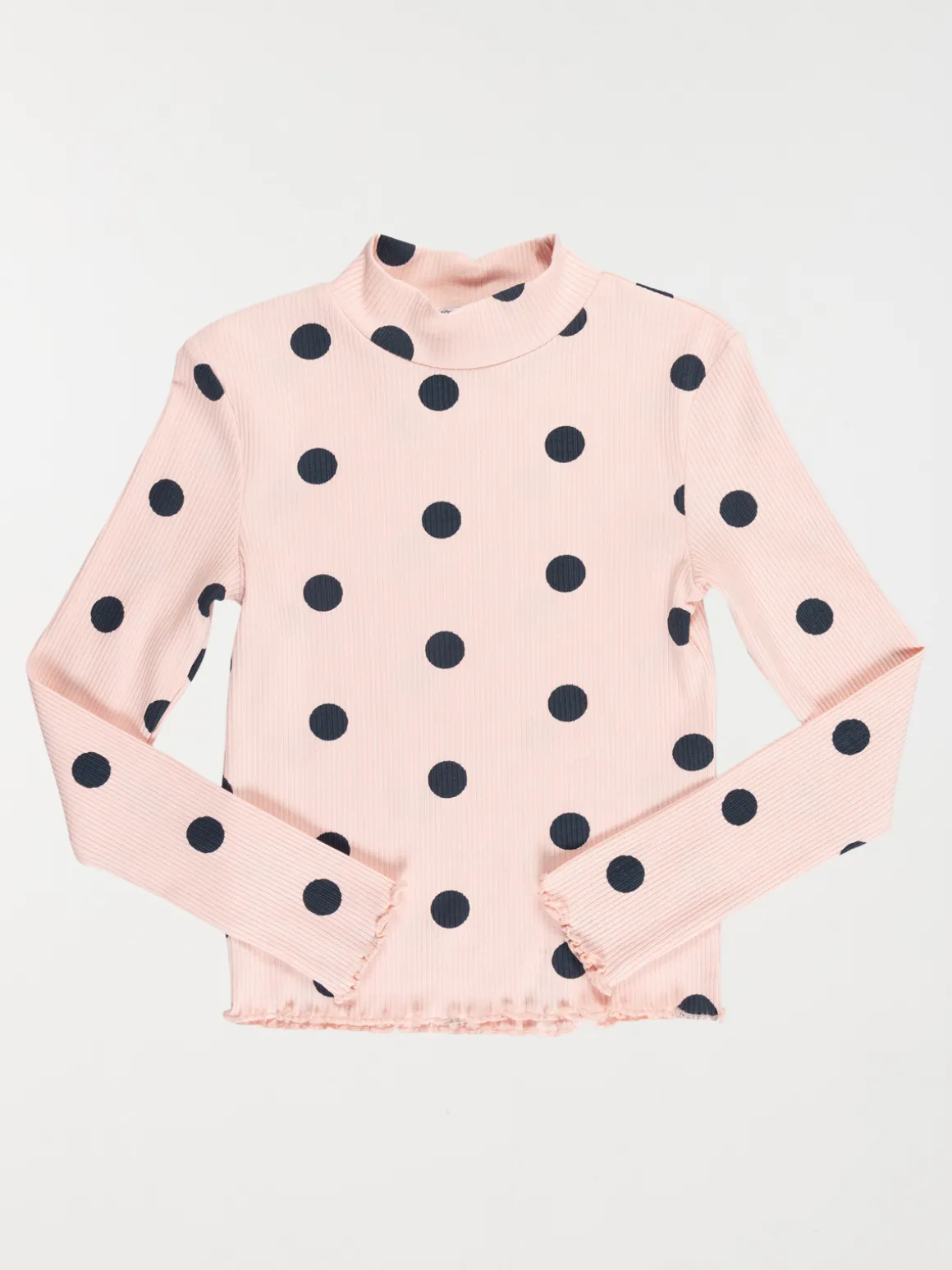 T-shirt col montant pois fille (3-12A)