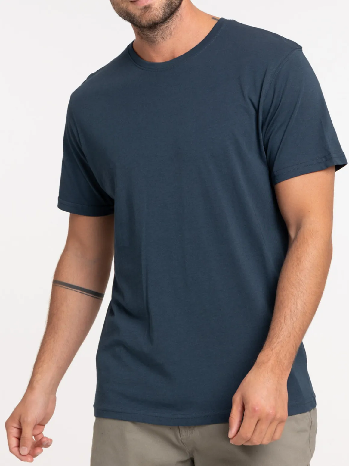 T-shirt col rond bleu nuit homme