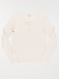 T-shirt col rond boutonné fille (XXS-M)