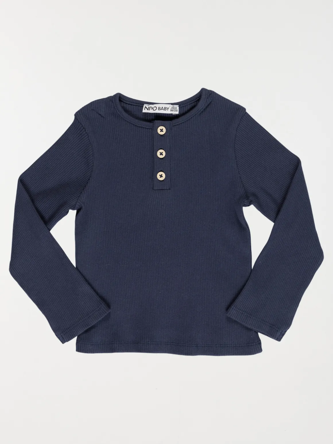 T-shirt col rond boutonné garçon (3-36M)