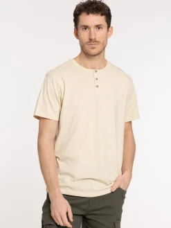 T-shirt col rond boutonné homme