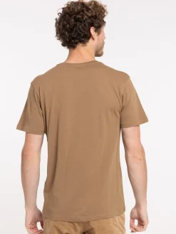 T-shirt col rond café foncé homme