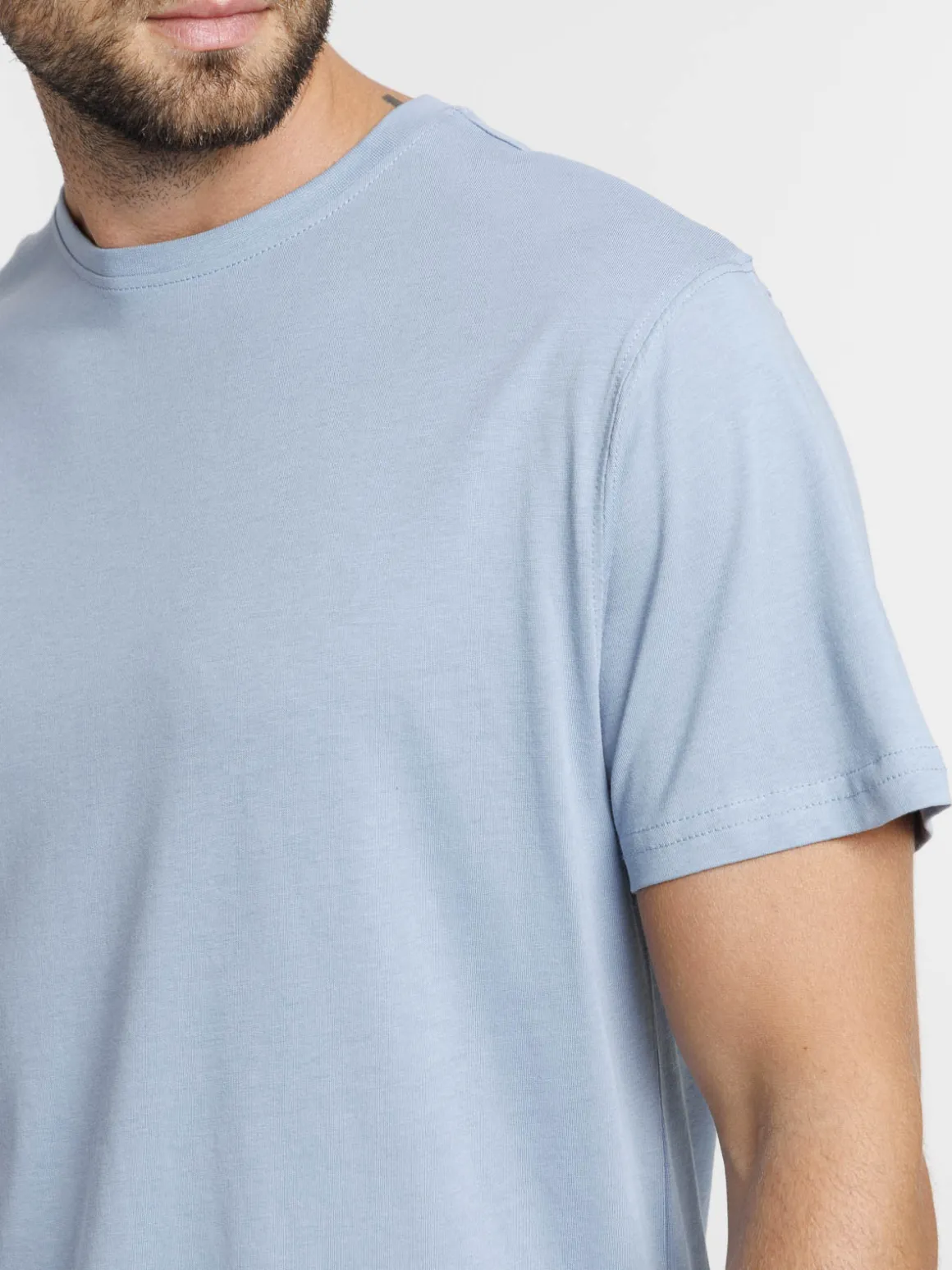 T-shirt col rond denim stone homme