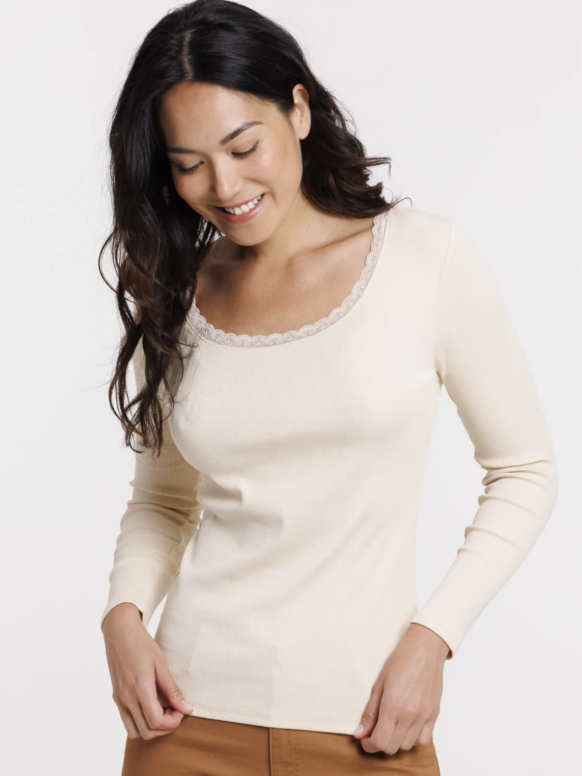 T-shirt col rond dentelle femme