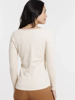 T-shirt col rond dentelle femme