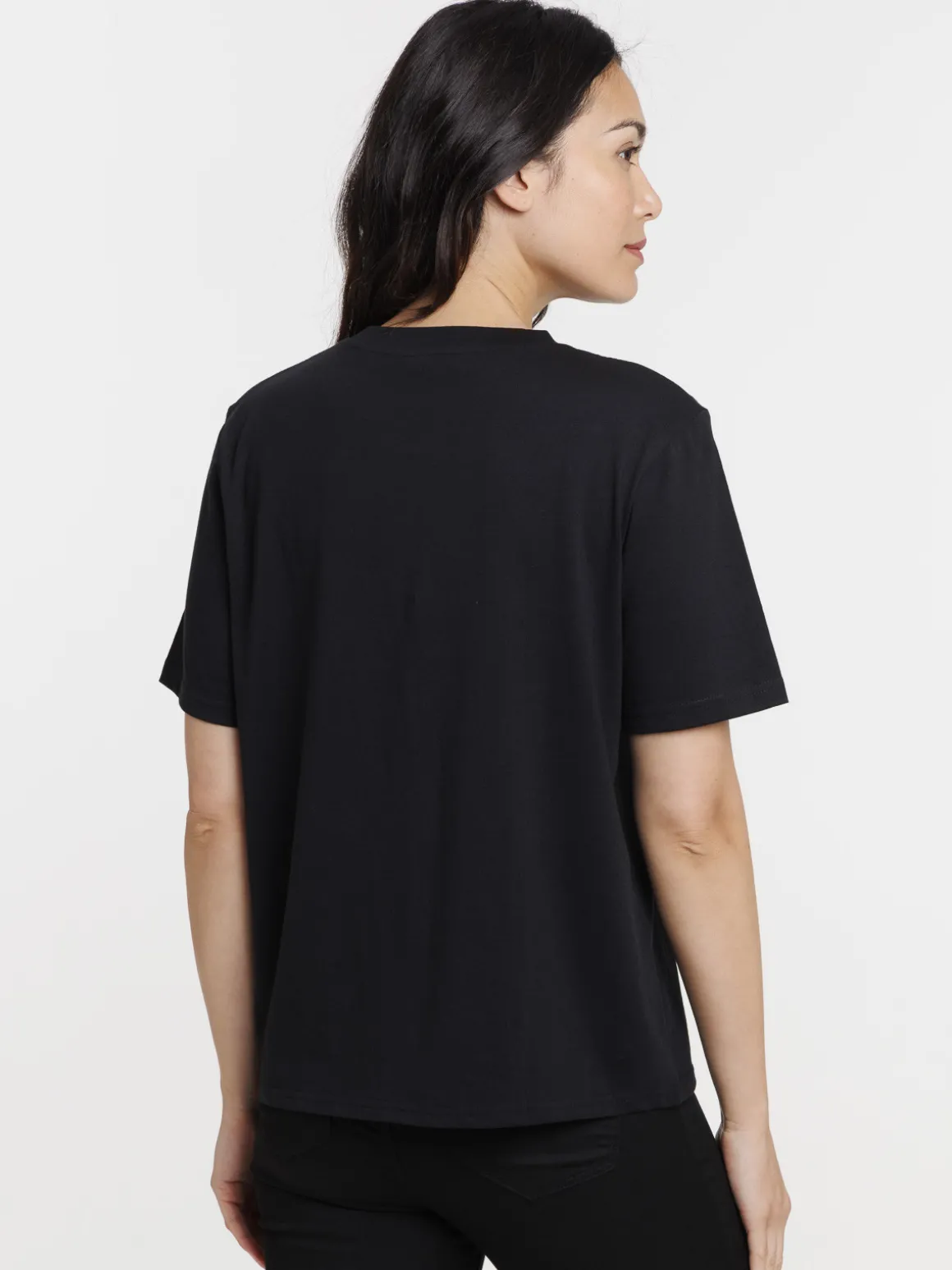 T-shirt col rond oversized noir femme