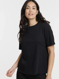 T-shirt col rond oversized noir femme