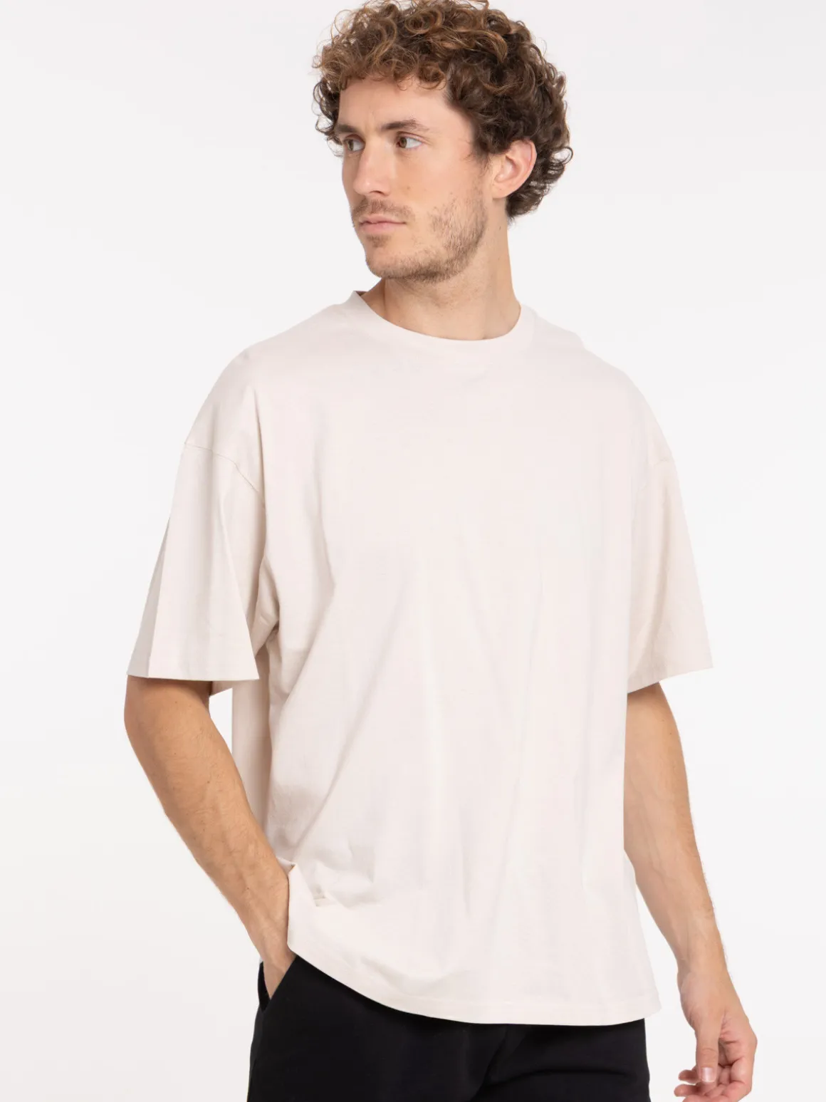 T-shirt col rond uni craie homme