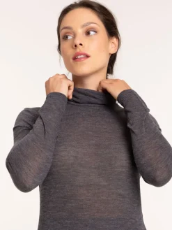 T-shirt col roulé gris anthracite femme