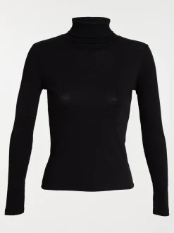 T-shirt col roulé noir femme
