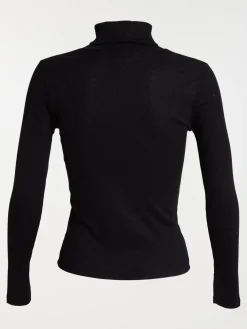 T-shirt col roulé noir femme