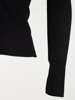 T-shirt col roulé noir femme