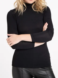 T-shirt col roulé noir femme