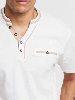 T-shirt col tunisien ivoire homme