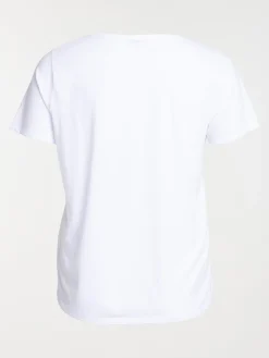T-shirt col V blanc grande taille femme