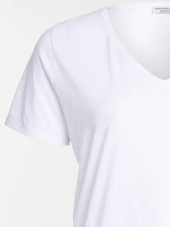 T-shirt col V blanc grande taille femme
