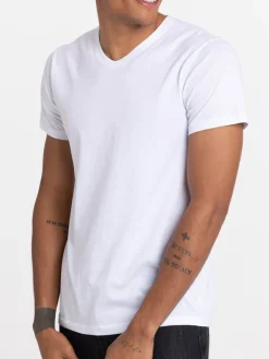 T-shirt col V blanc homme