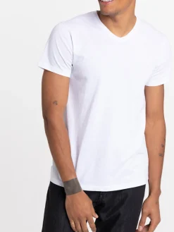 T-shirt col V blanc homme