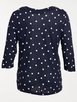 T-shirt col V coeurs grande taille femme