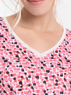 T-shirt col V imprimé femme