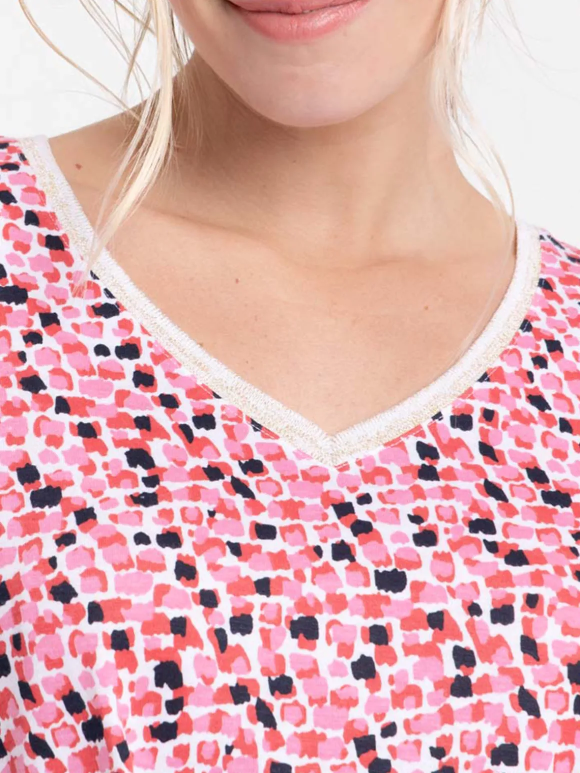 T-shirt col V imprimé femme