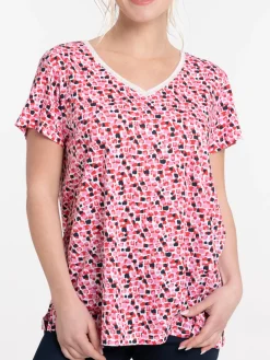 T-shirt col V imprimé femme