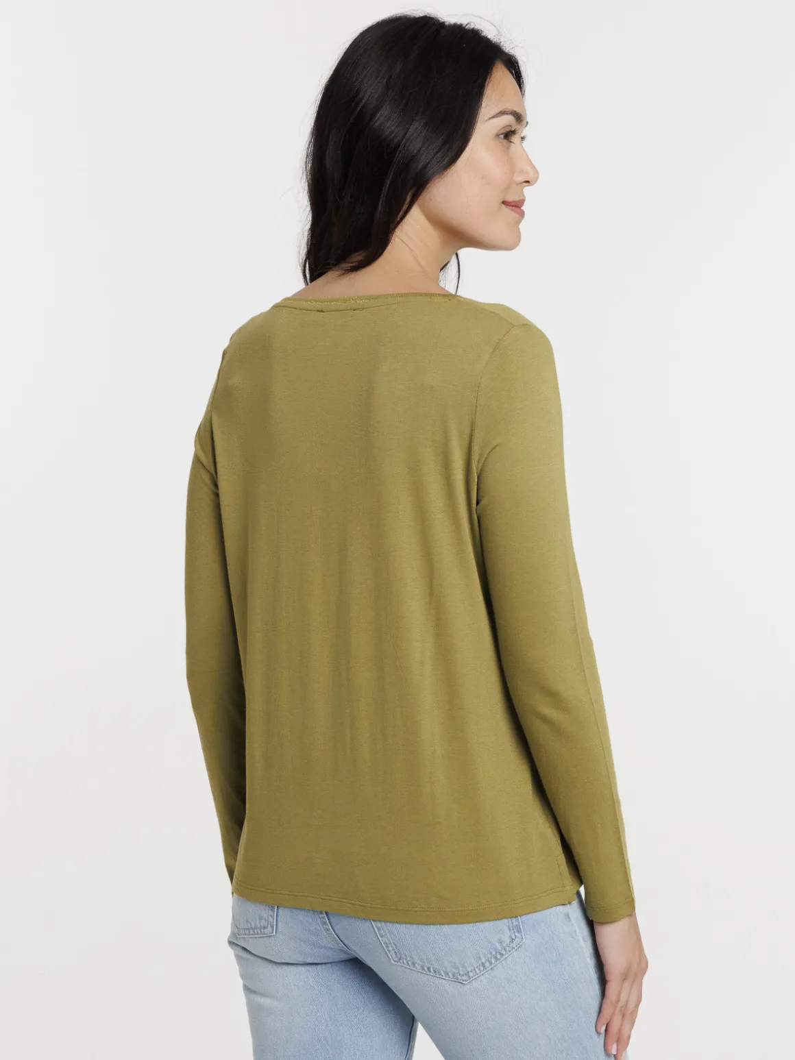 T-shirt col V manches longues femme