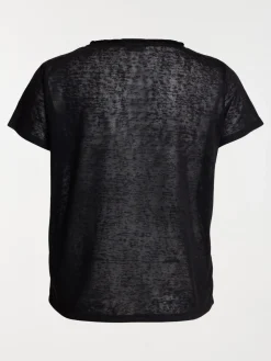 T-shirt col V noir grande taille femme