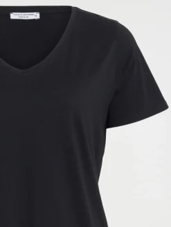 T-shirt col V noir grande taille femme