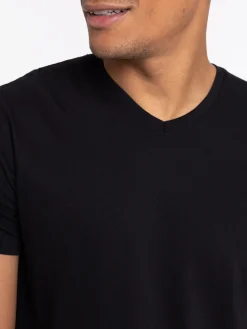 T-shirt col V noir homme