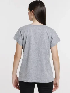 T-shirt col V strass femme