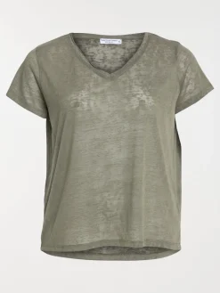 T-shirt col V vert grande taille femme