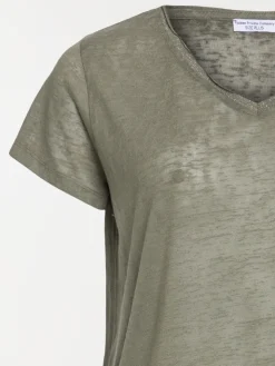 T-shirt col V vert grande taille femme