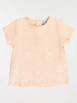 T-shirt corail imprimé fille (3-36M)