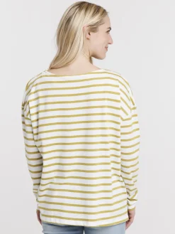 T-shirt écru rayé olivette femme