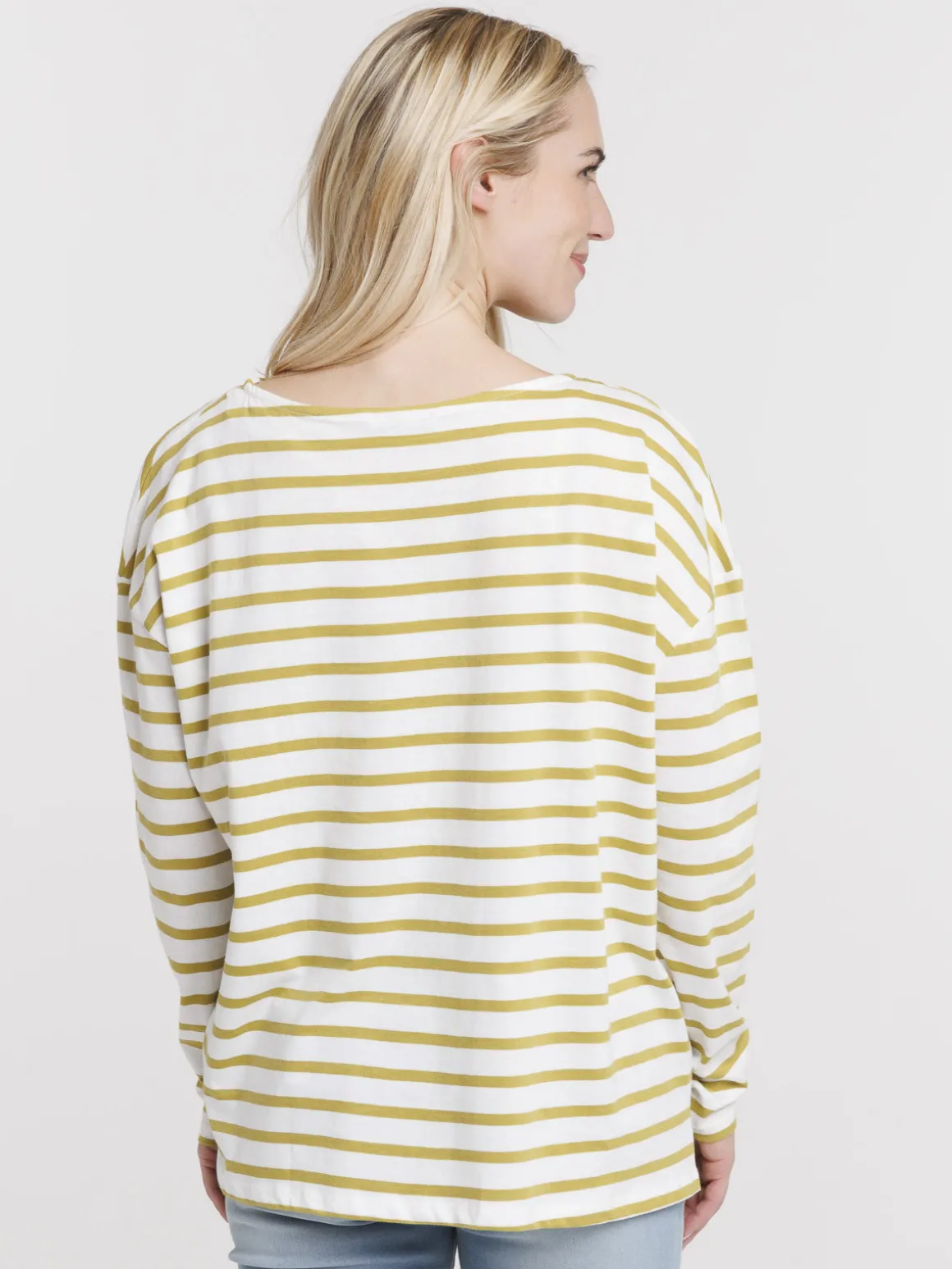 T-shirt écru rayé olivette femme