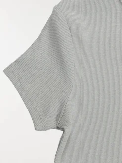 T-shirt côtelé col rond fille (XXS-M)