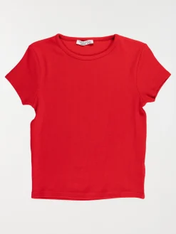 T-shirt côtelé fille rouge peps (XXS-M)