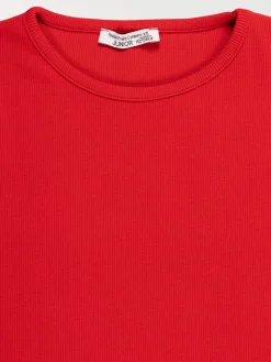 T-shirt côtelé fille rouge peps (XXS-M)