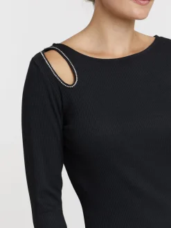 T-shirt découpe avec strass femme