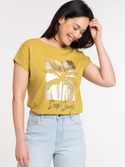 T-shirt deep jungle palmier femme