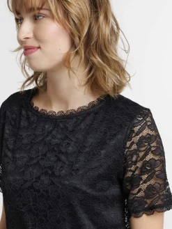 T-shirt dentelle noir femme