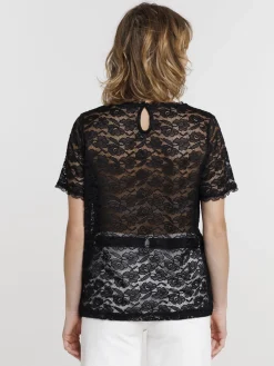T-shirt dentelle noir femme