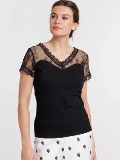 T-shirt dentelle noir femme