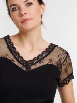 T-shirt dentelle noir femme